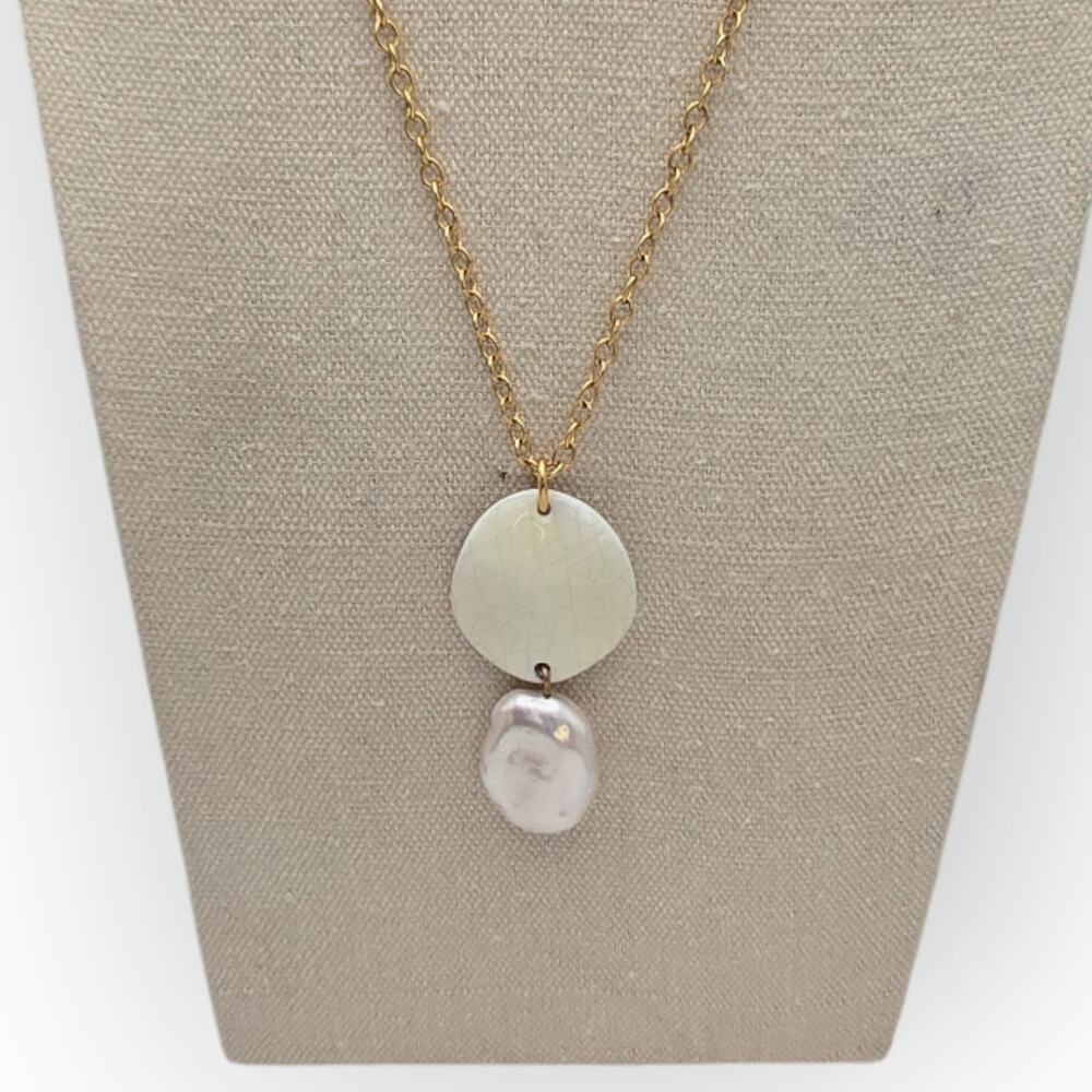 J.Crew Medallion & Freshwater Pearl Pendant Necklace